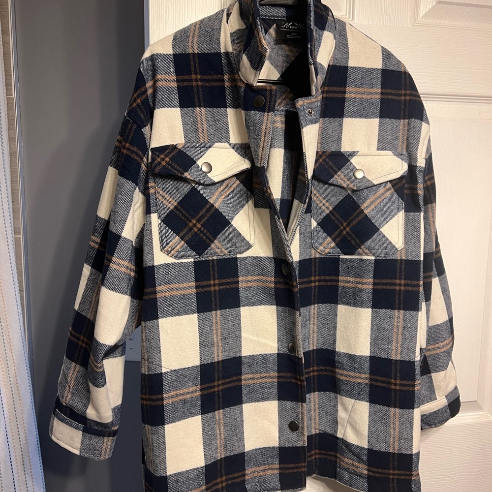 Women’s Blue and Cream Plaid Jacket